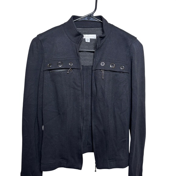 Renfrew Collection Jackets & Blazers - Renfrew Collection Navy Gray Horizontal Pinstripe Zip Pockets Jacket Womens 0